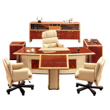 Wooden Luxury Italian style president royal executive Business office desk and leather chairs set
